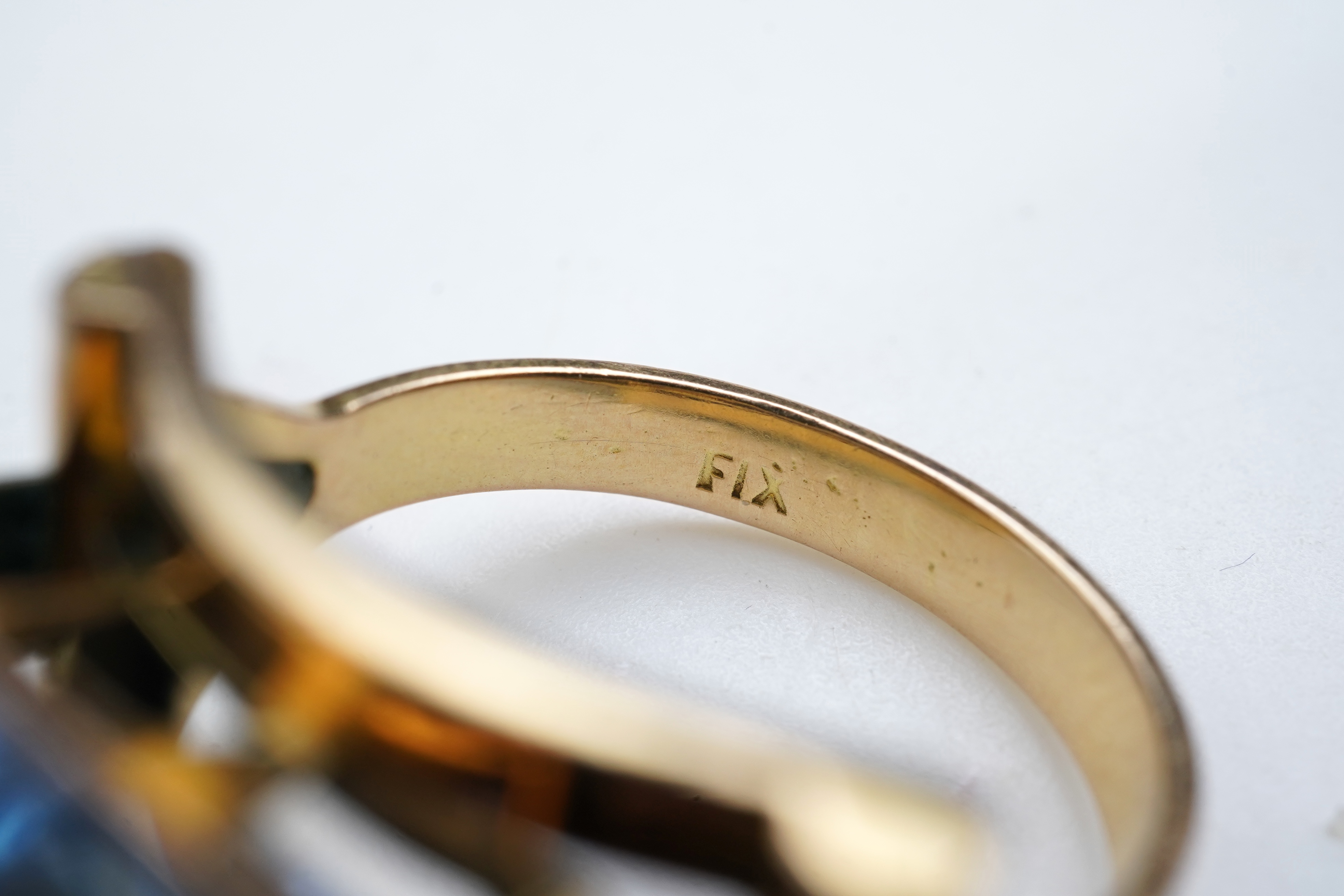 Two Retro synthetic stone and paste cocktail rings, 1940s